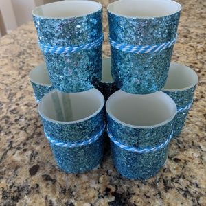 Beautiful Blue Sparkly Votive Candle Holders